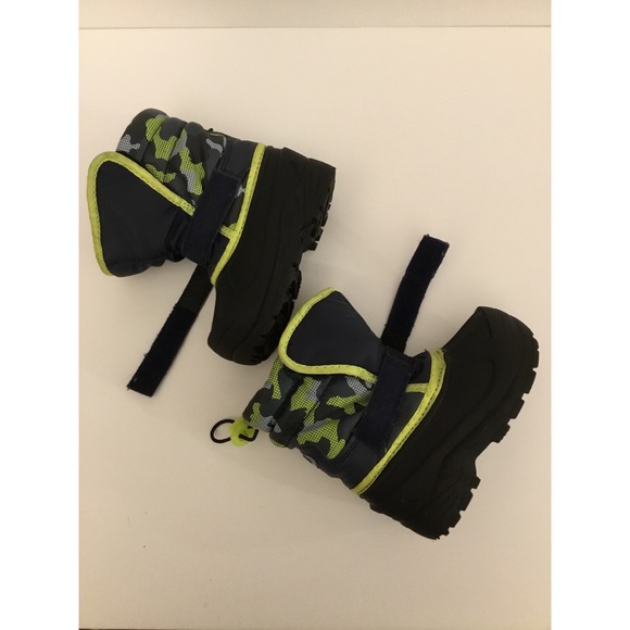 Athletech Navy Blue/Lime Camo  Waterproof Winter Snow Boots Sz 7 (Toddler) - Picture 7 of 9